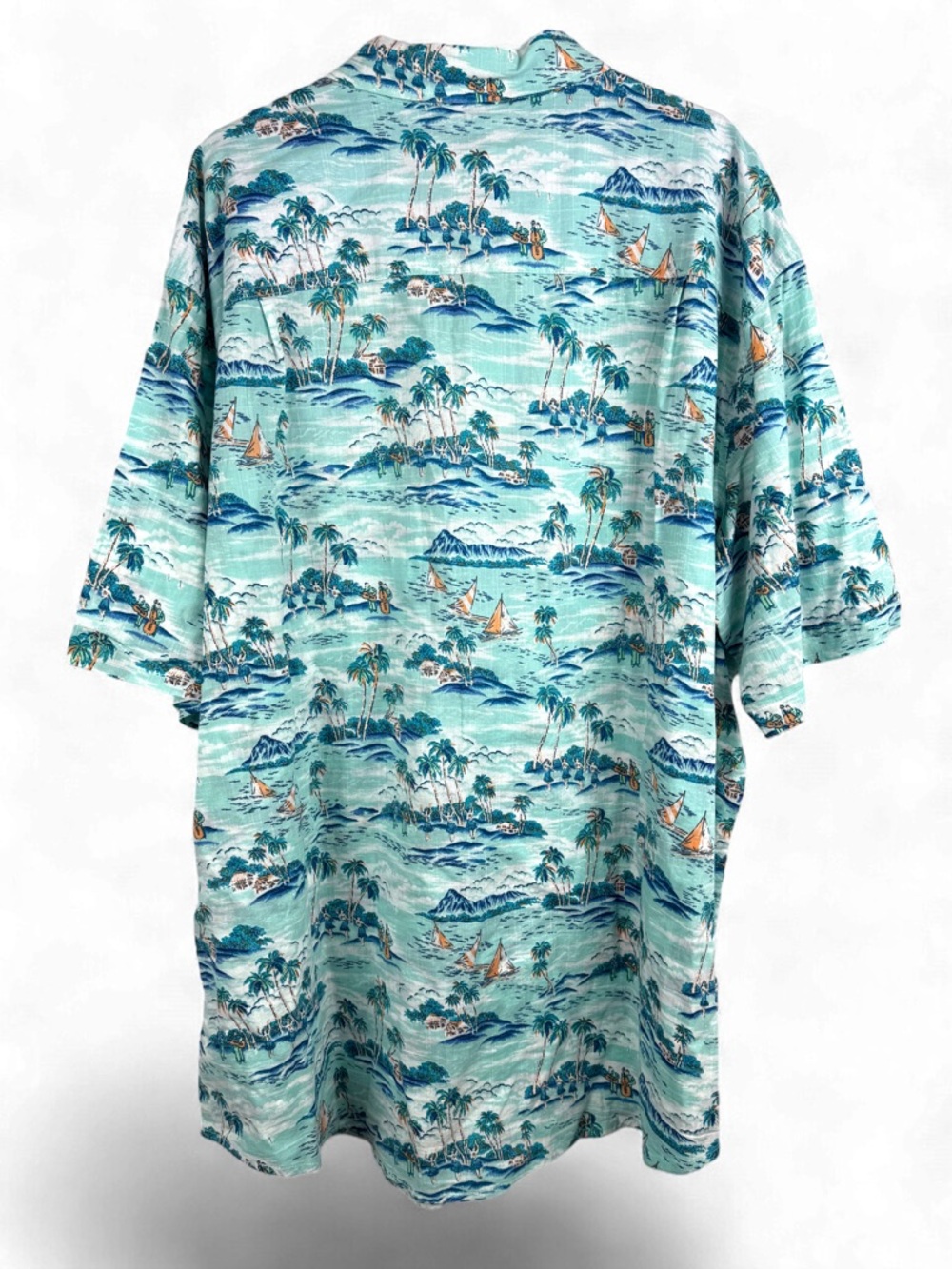 IZOD Saltwater Relaxed Size 3XLT Blue Green Tropical Hawaiian Aloha Shirt NWT - Picture 2 of 13